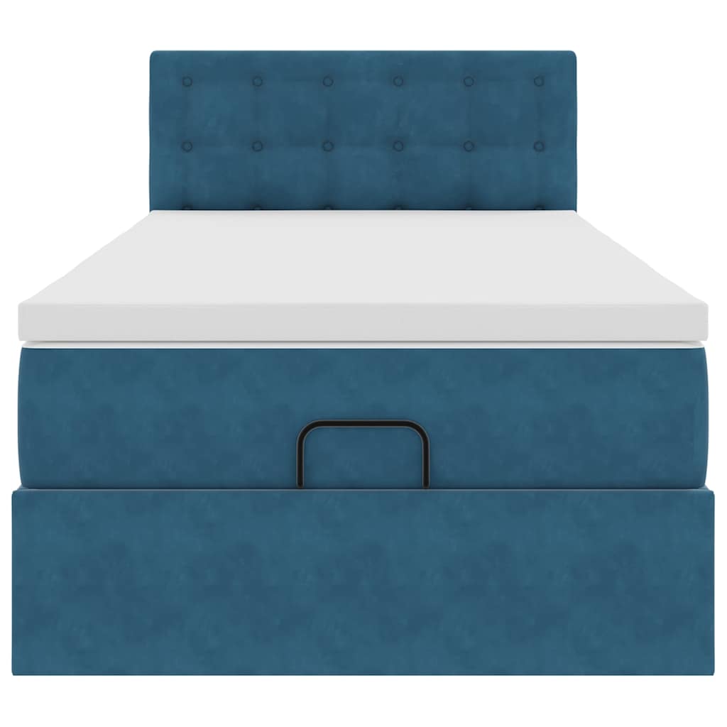 Ottoman bed met matras 100x200 cm fluweel donkerblauw
