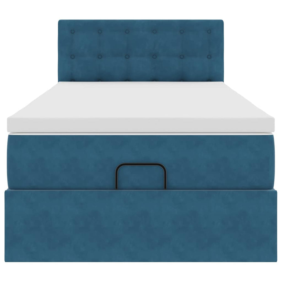 Ottoman bed met matras 100x200 cm fluweel donkerblauw