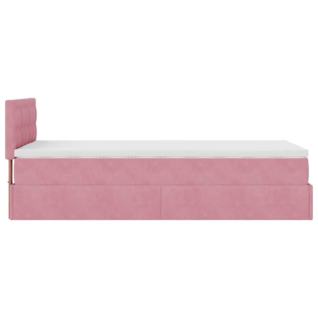 Ottoman bed met matras 100x200 cm fluweel roze