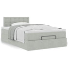 Ottoman bed with mattress 120x190 cm velvet light grey