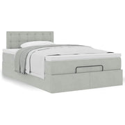 Ottoman bed 120x190 cm fluweel lichtgrijs met opbergruimte