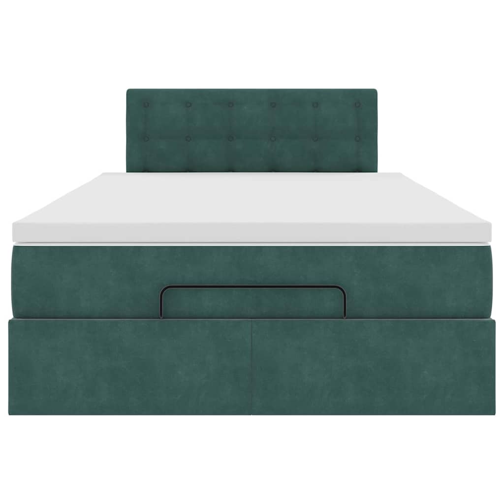 Ottoman bed met matras 120x190 cm fluweel donkergroen