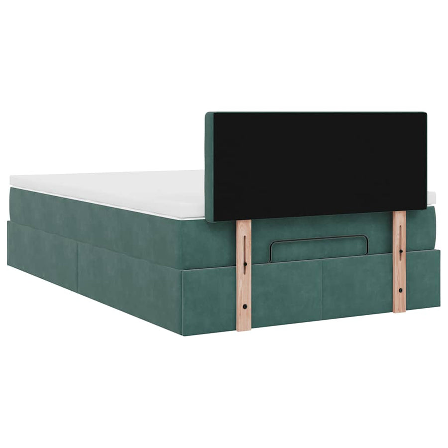 Ottoman bed met matras 120x190 cm fluweel donkergroen