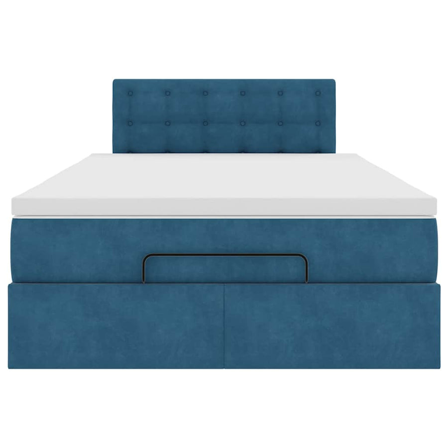 Ottoman bed met matras 120x190 cm fluweel donkerblauw