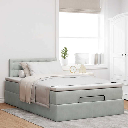 Ottoman bed met matras 120x200 cm fluweel lichtgrijs