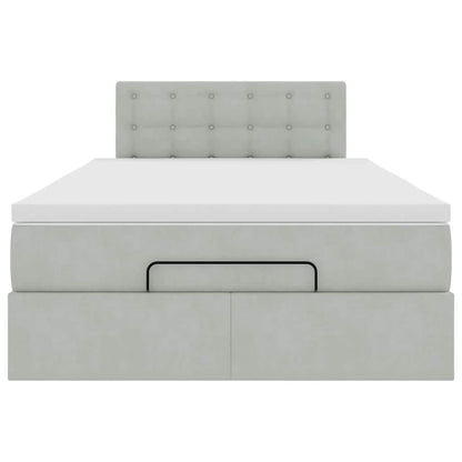 Ottoman bed met matras 120x200 cm fluweel lichtgrijs