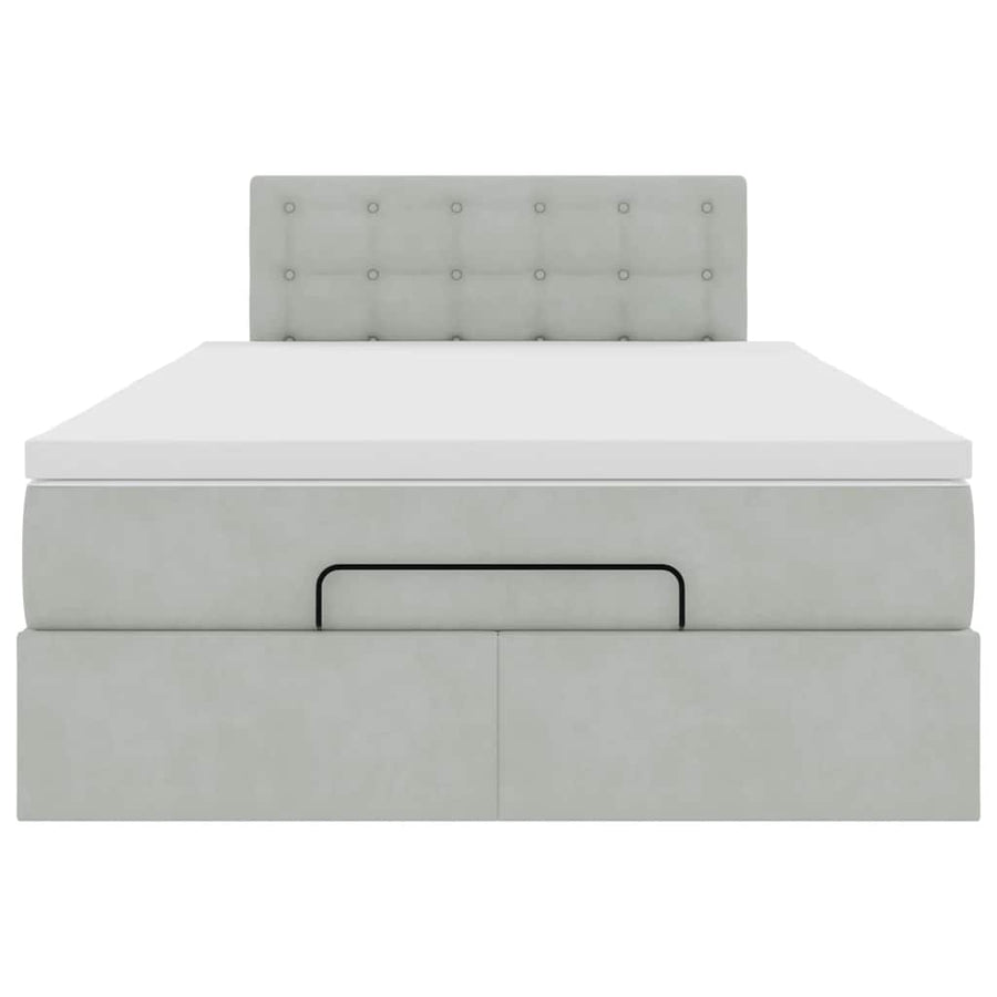 Ottoman bed met matras 120x200 cm fluweel lichtgrijs