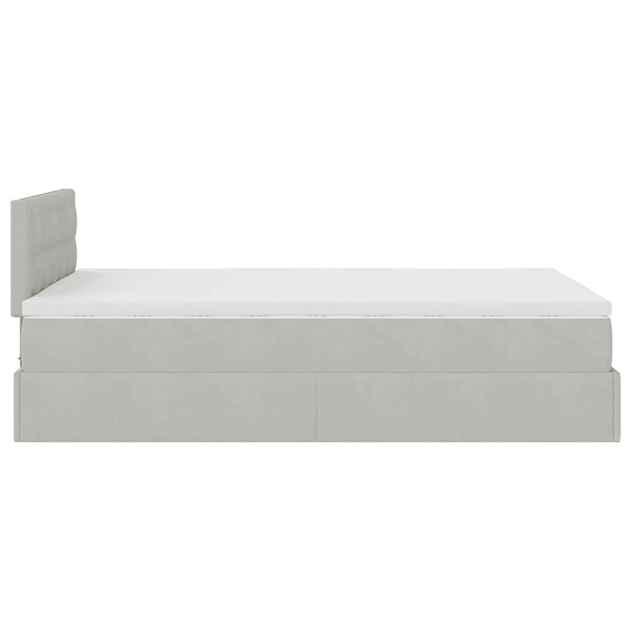 Ottoman bed met matras 120x200 cm fluweel lichtgrijs