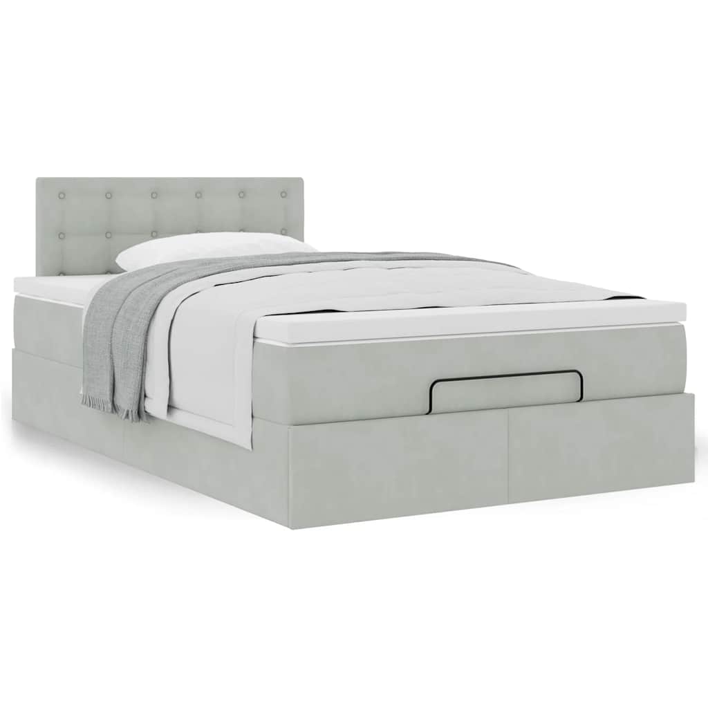 Ottoman bed met matras 120x200 cm fluweel lichtgrijs