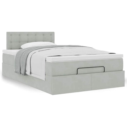 Ottoman bed met matras 120x200 cm fluweel lichtgrijs