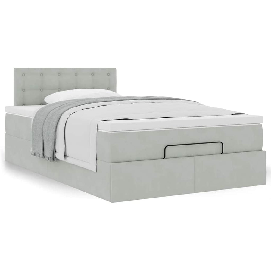 Ottoman bed met matras 120x200 cm fluweel lichtgrijs