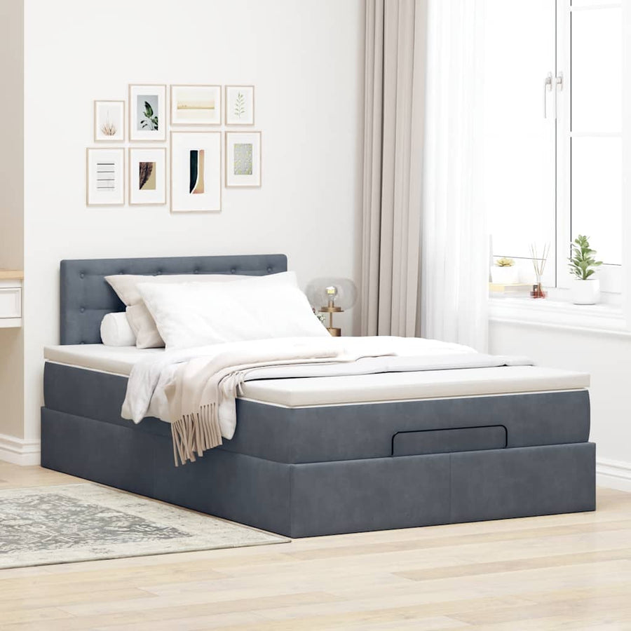 Ottoman bed met matras 120x200cm fluweel donkergrijs