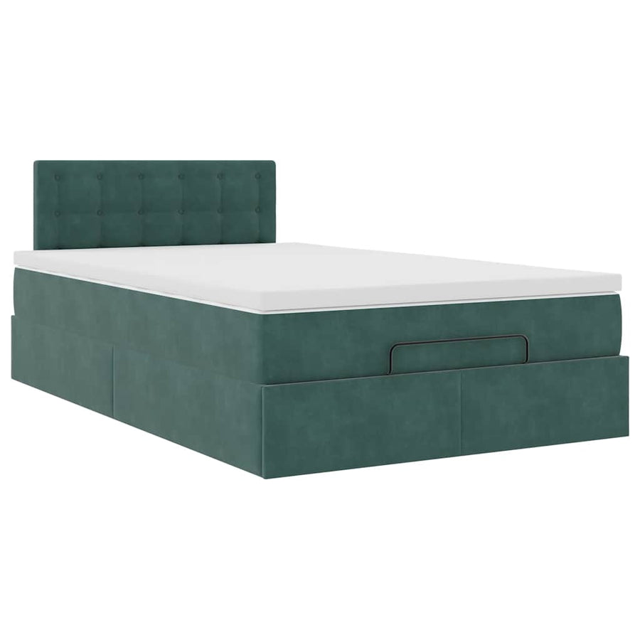 Ottoman bed met matras 120x200cm fluweel donkergroen