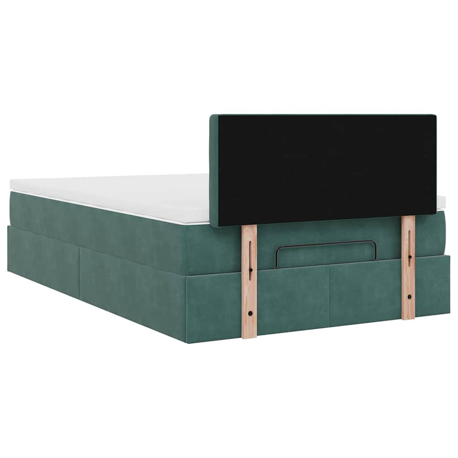 Ottoman bed met matras 120x200cm fluweel donkergroen