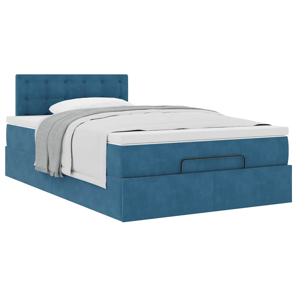 Ottoman bed met matras 120x200cm fluweel donkerblauw