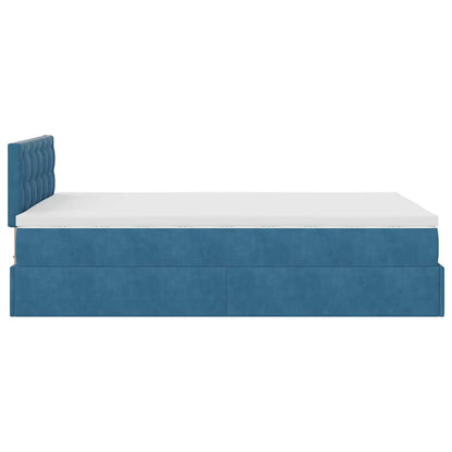 Ottoman bed met matras 120x200cm fluweel donkerblauw