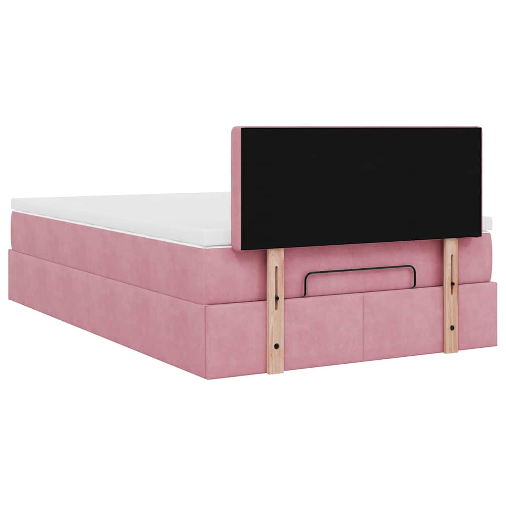 Ottoman bed met matras 120x200cm fluweel roze