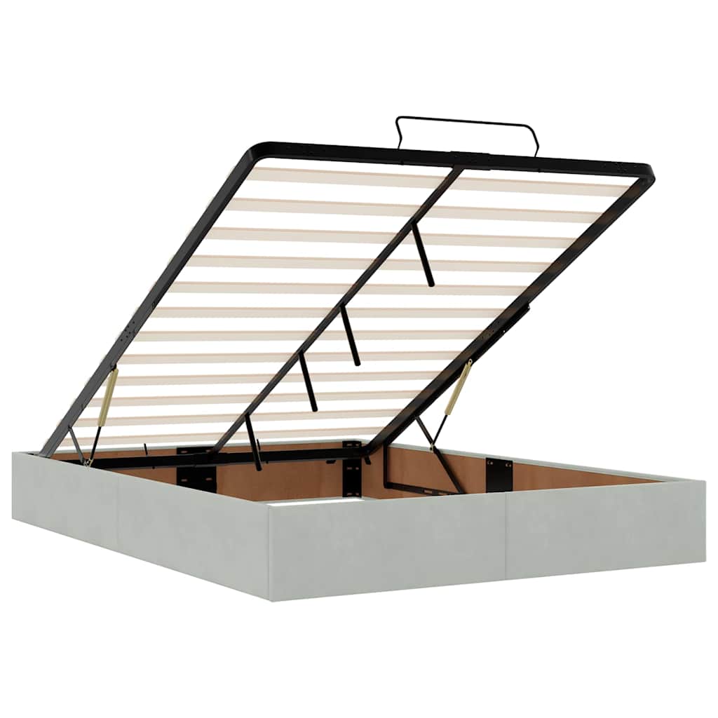 Ottoman bed met matras 140x190cm fluweel lichtgrijs