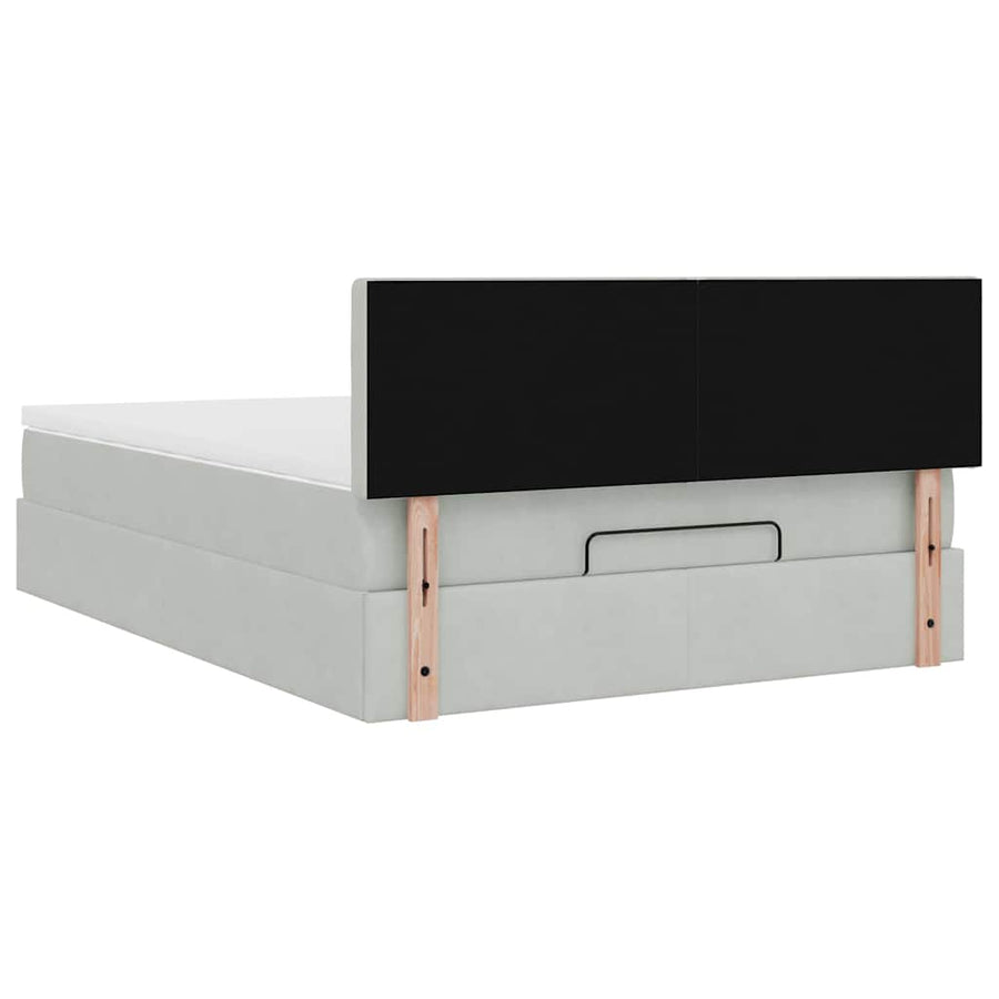 Ottoman bed met matras 140x190cm fluweel lichtgrijs