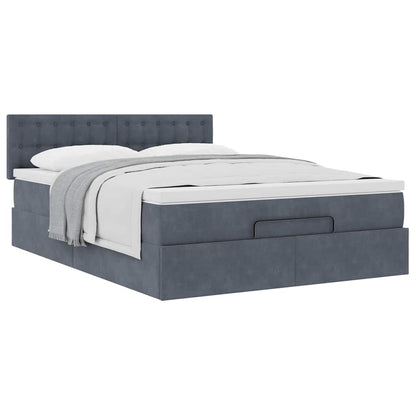 Ottoman bed met matras 140x190cm fluweel donkergrijs