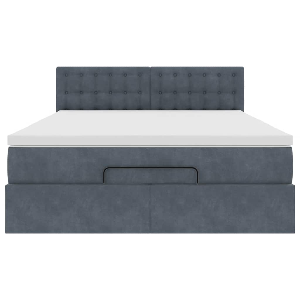 Ottoman bed met matras 140x190cm fluweel donkergrijs