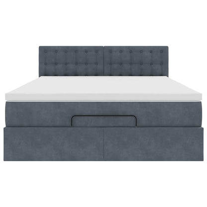 Ottoman bed met matras 140x190cm fluweel donkergrijs