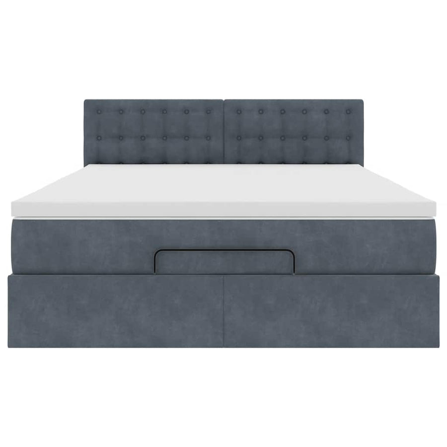 Ottoman bed met matras 140x190cm fluweel donkergrijs