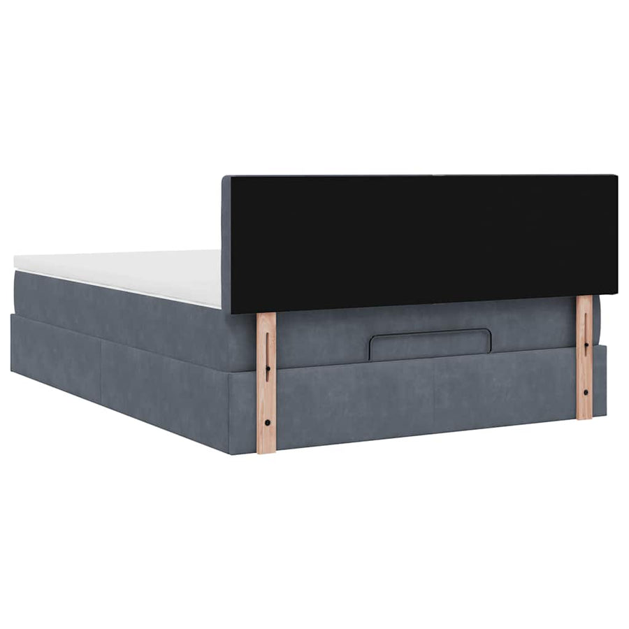 Ottoman bed met matras 140x190cm fluweel donkergrijs
