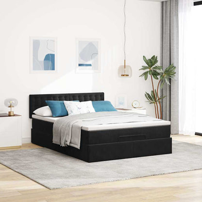 Ottoman bed met matras 140x190cm fluweel zwart
