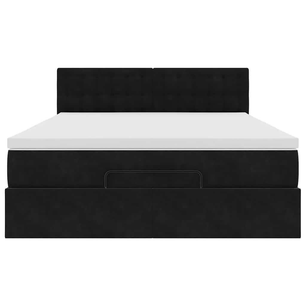 Ottoman bed met matras 140x190cm fluweel zwart