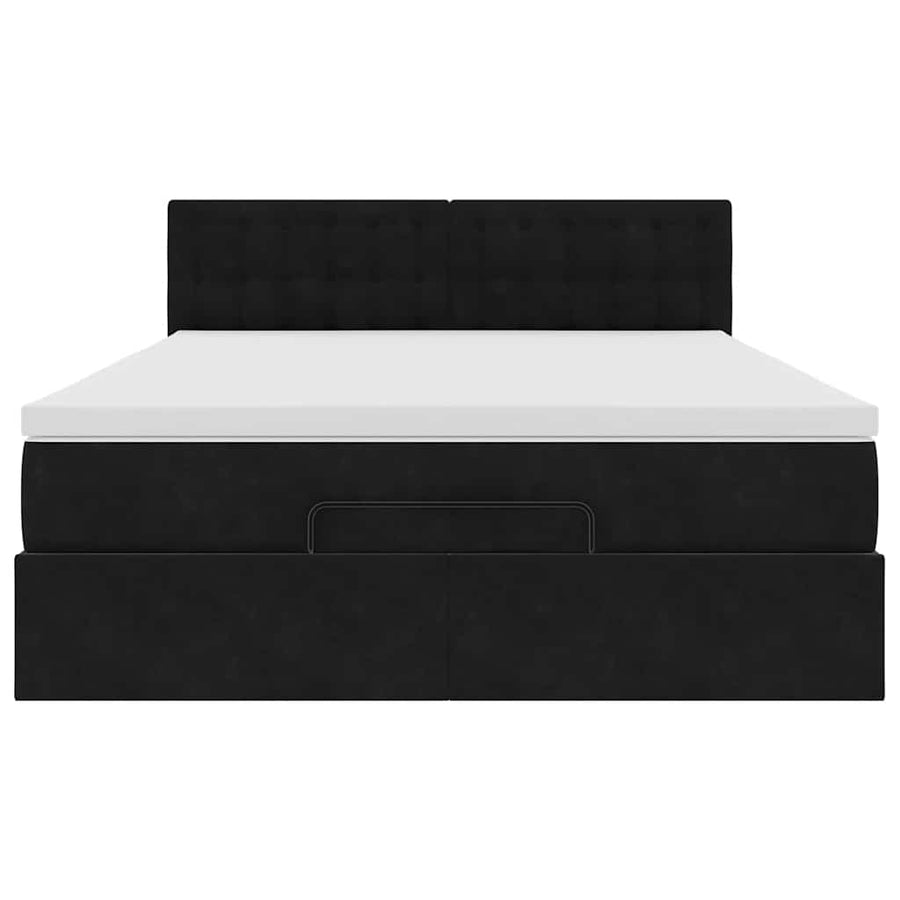 Ottoman bed met matras 140x190cm fluweel zwart