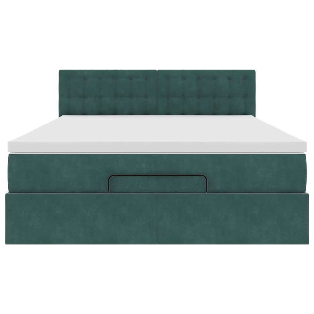 Ottoman bed met matras 140x190cm fluweel donkergroen
