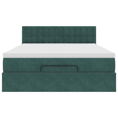 Ottoman bed met matras 140x190cm fluweel donkergroen