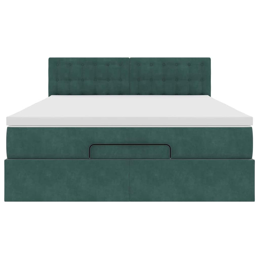 Ottoman bed met matras 140x190cm fluweel donkergroen