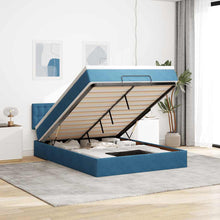 Ottoman bed met matras 140x190cm fluweel donkerblauw