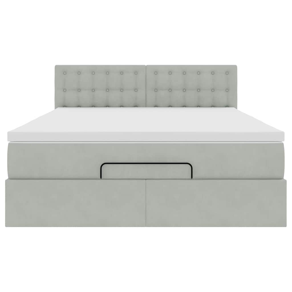 Ottoman bed met matras 140x200cm fluweel lichtgrijs