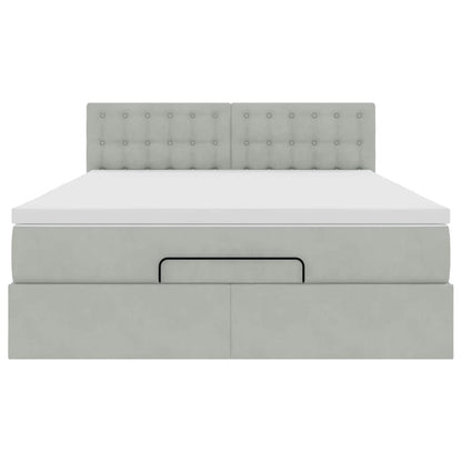 Ottoman bed met matras 140x200cm fluweel lichtgrijs