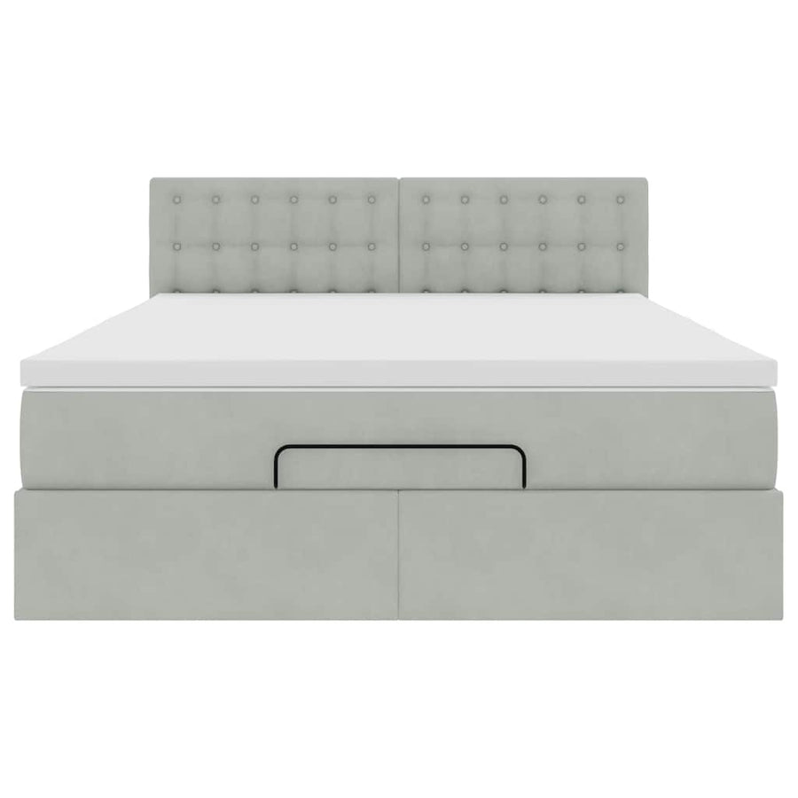 Ottoman bed met matras 140x200cm fluweel lichtgrijs