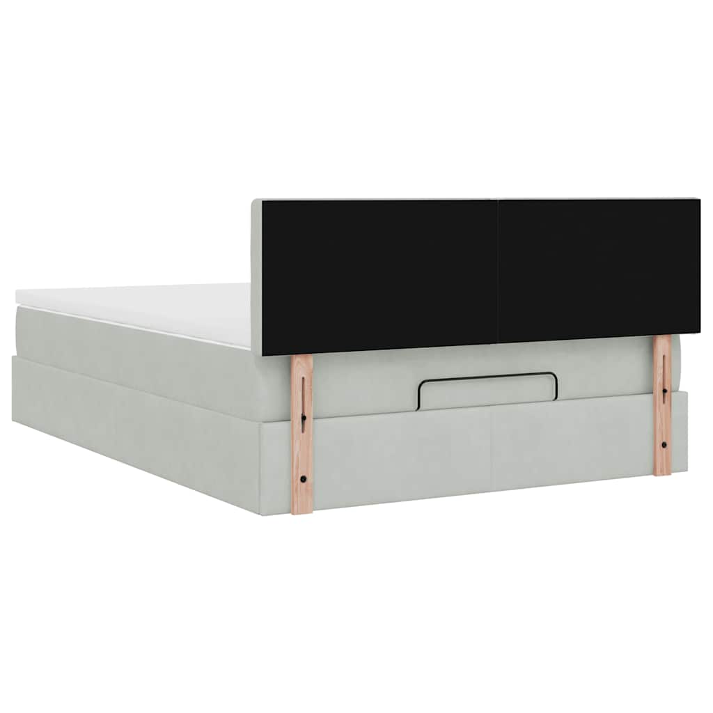 Ottoman bed met matras 140x200cm fluweel lichtgrijs