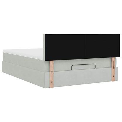 Ottoman bed met matras 140x200cm fluweel lichtgrijs