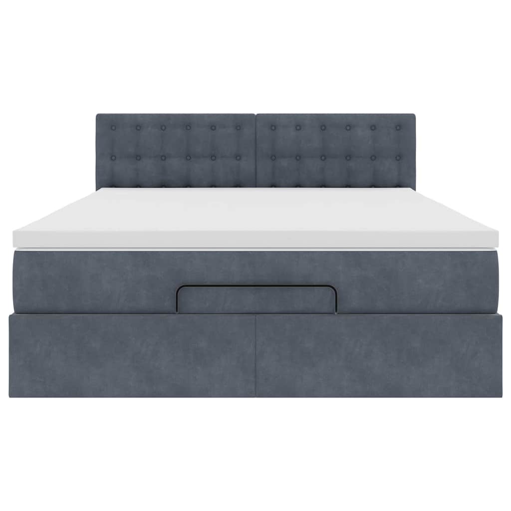 Ottoman bed met matras 140x200cm fluweel donkergrijs