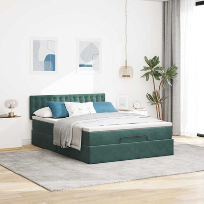 Ottoman bed met matras 140x200cm fluweel donkergroen