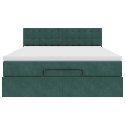 Ottoman bed met matras 140x200cm fluweel donkergroen