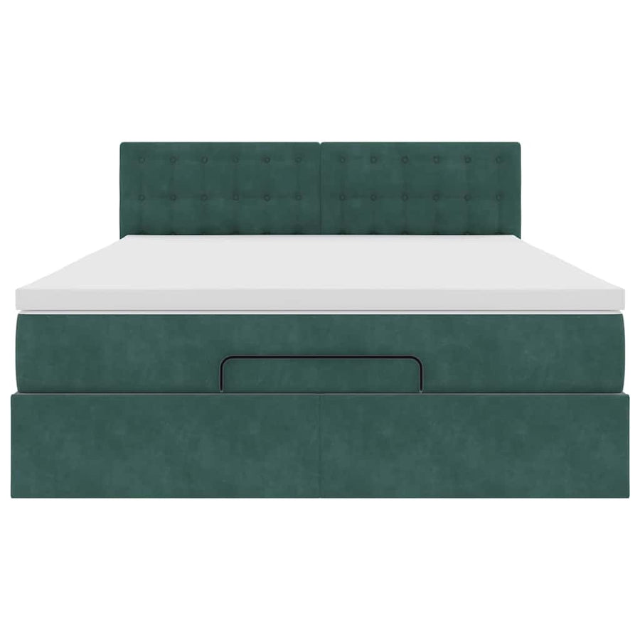 Ottoman bed met matras 140x200cm fluweel donkergroen