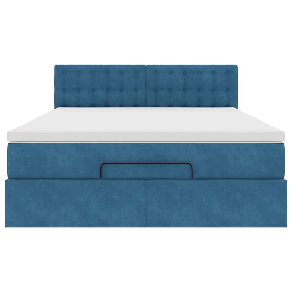 Ottoman bed met matras 140x200cm fluweel donkerblauw