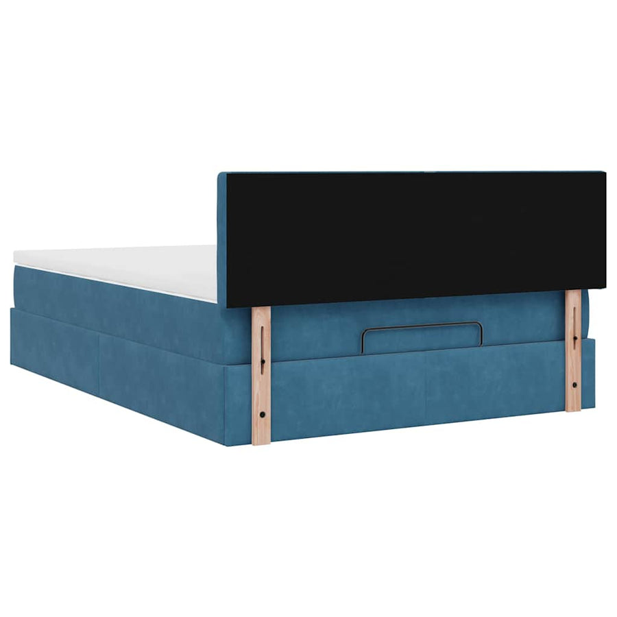 Ottoman bed met matras 140x200cm fluweel donkerblauw