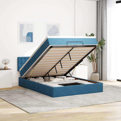 Ottoman bed met matras 140x200cm fluweel donkerblauw