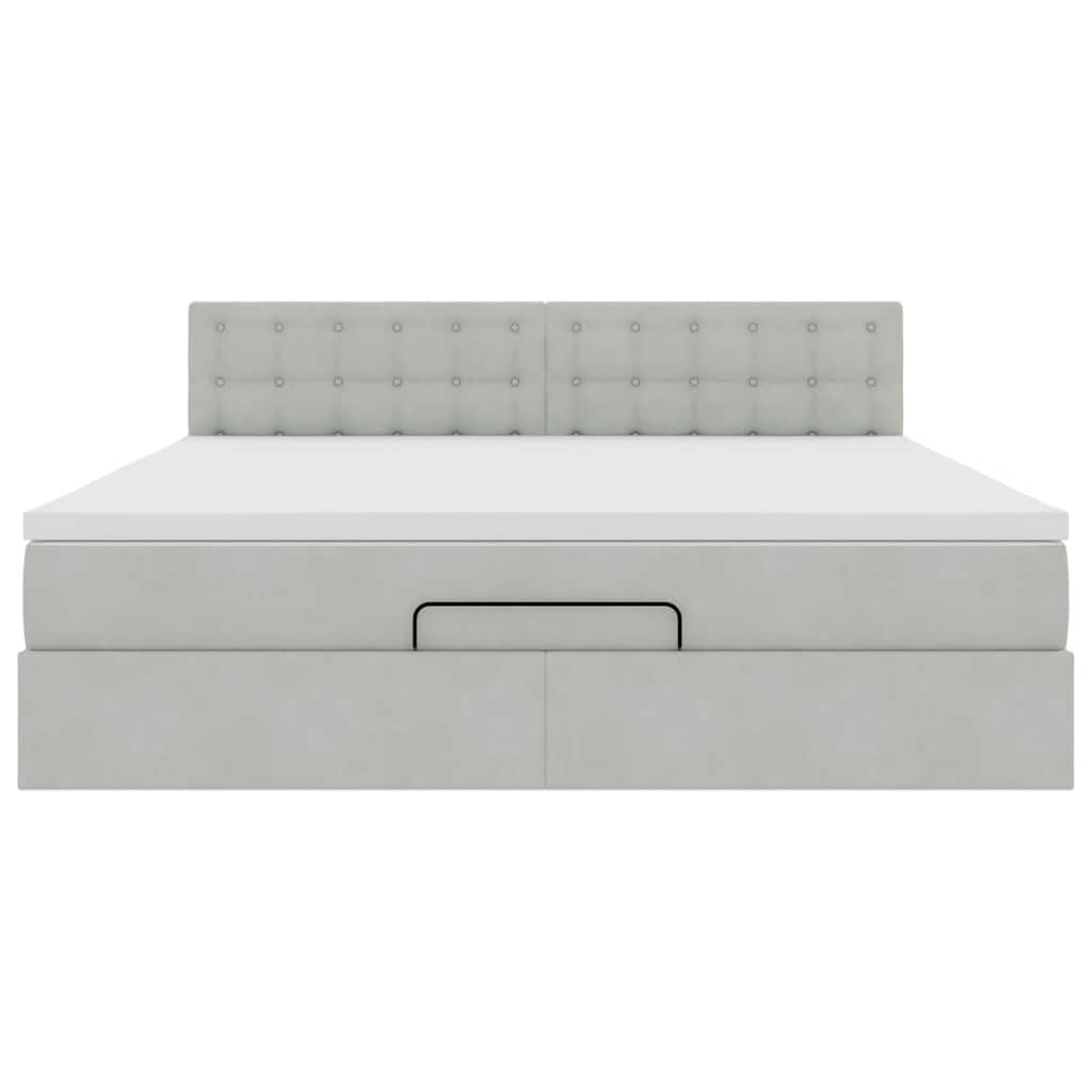 Ottoman bed met matras 160x200cm fluweel lichtgrijs