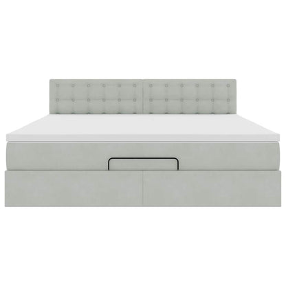 Ottoman bed met matras 160x200cm fluweel lichtgrijs