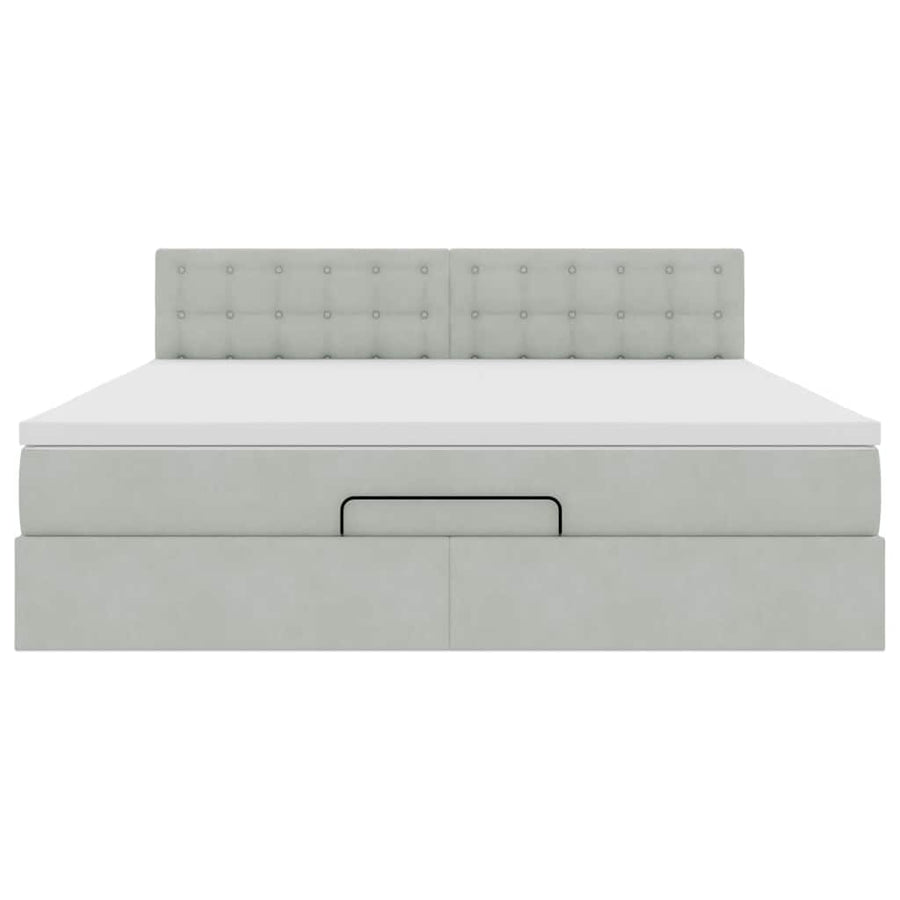 Ottoman bed met matras 160x200cm fluweel lichtgrijs